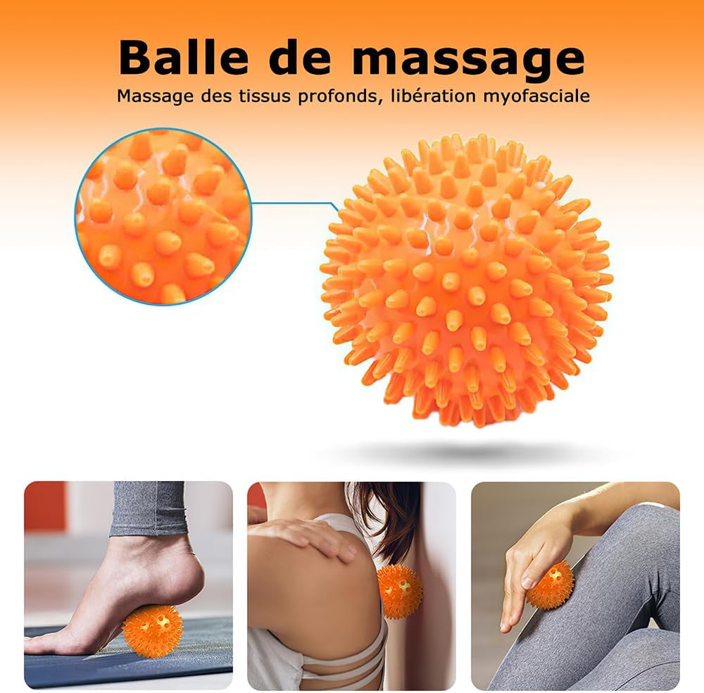 Rouleau De Massage, Qveetry Foam Roller Avec Bâton De Rouleau Musculair, Balles De Massage, Bandes De Résistance, Rouleau De Massage Pour Massage Profond Des Tissus Musculaires