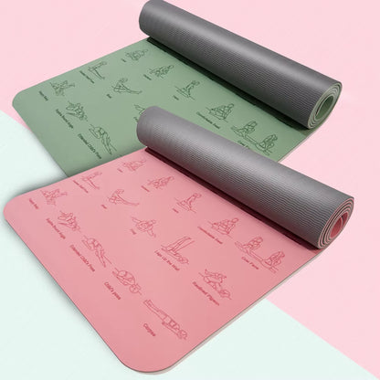 TPE Yoga Mat 183Cm*57Cm Eco-Friendly Non-Slip Sports Fitness Mat for Exercise Yoga and Pilates Gymnastics Mat Fitness Equipment