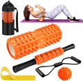 Rouleau De Massage, Qveetry Foam Roller Avec Bâton De Rouleau Musculair, Balles De Massage, Bandes De Résistance, Rouleau De Massage Pour Massage Profond Des Tissus Musculaires