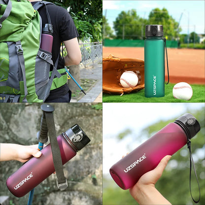 UZ Sports Water Bottle BPA Free Portable Leakproof Shaker Bottle Tritan Plastic Drinkware 500/1000ML Jug for Camping Gym School